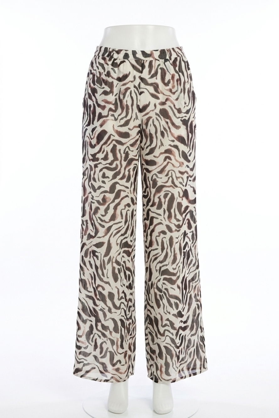 NEW ALLISON NEW YORK dorit wide leg pants in brown zebra